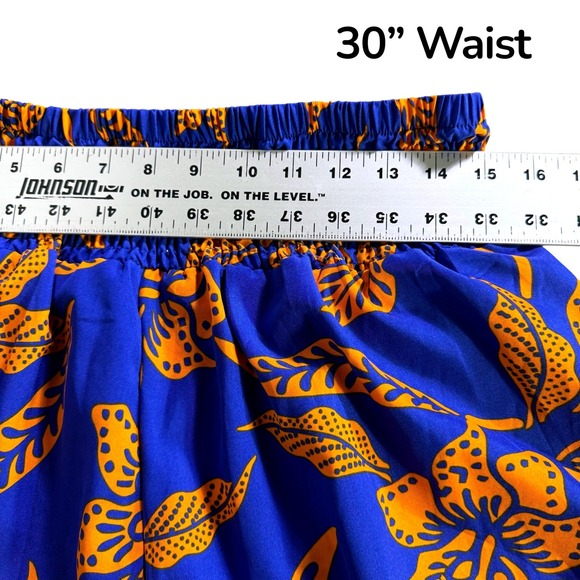 New Blue Orange Tropical Floral Smocked Crop Top Wide Leg Pants Set FY-3276 L/XL - Picture 10 of 14